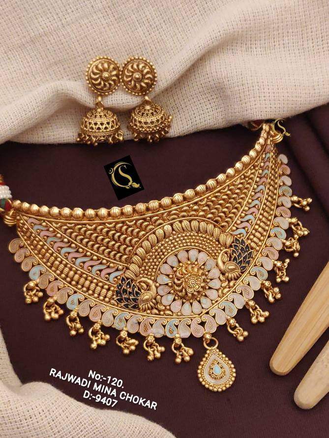 Brass High Gold Rajwadi Mina Chokar Set Wholesale Shop In Surat